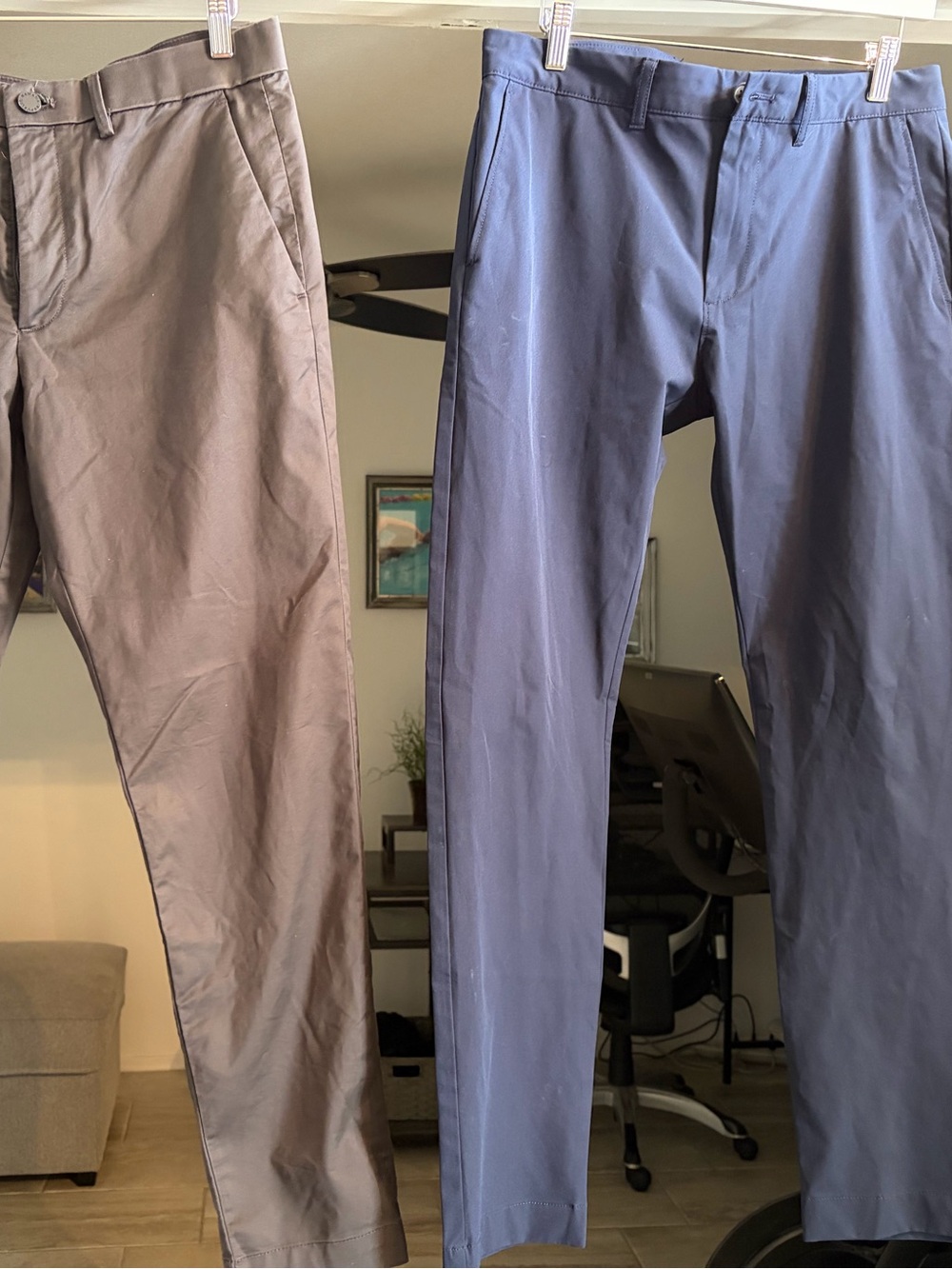Bundle deal! 2 pairs of Men's Slim Straight Pants - gray and navy. Size 30x30